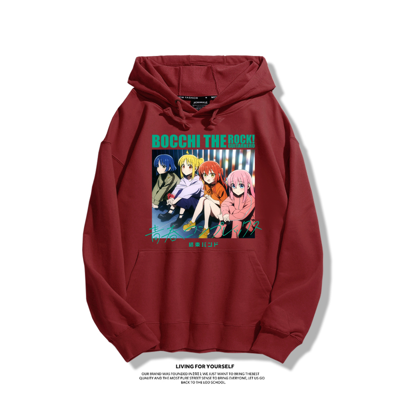 孤獨搖滾聯名衛衣2024秋冬新款親子情侶裝薄絨款連帽衛衣