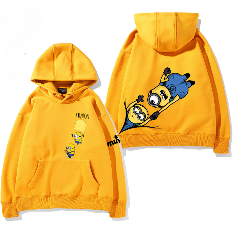 小黃人 聯名衛衣2024秋冬新款親子情侶裝薄絨款連帽衛衣