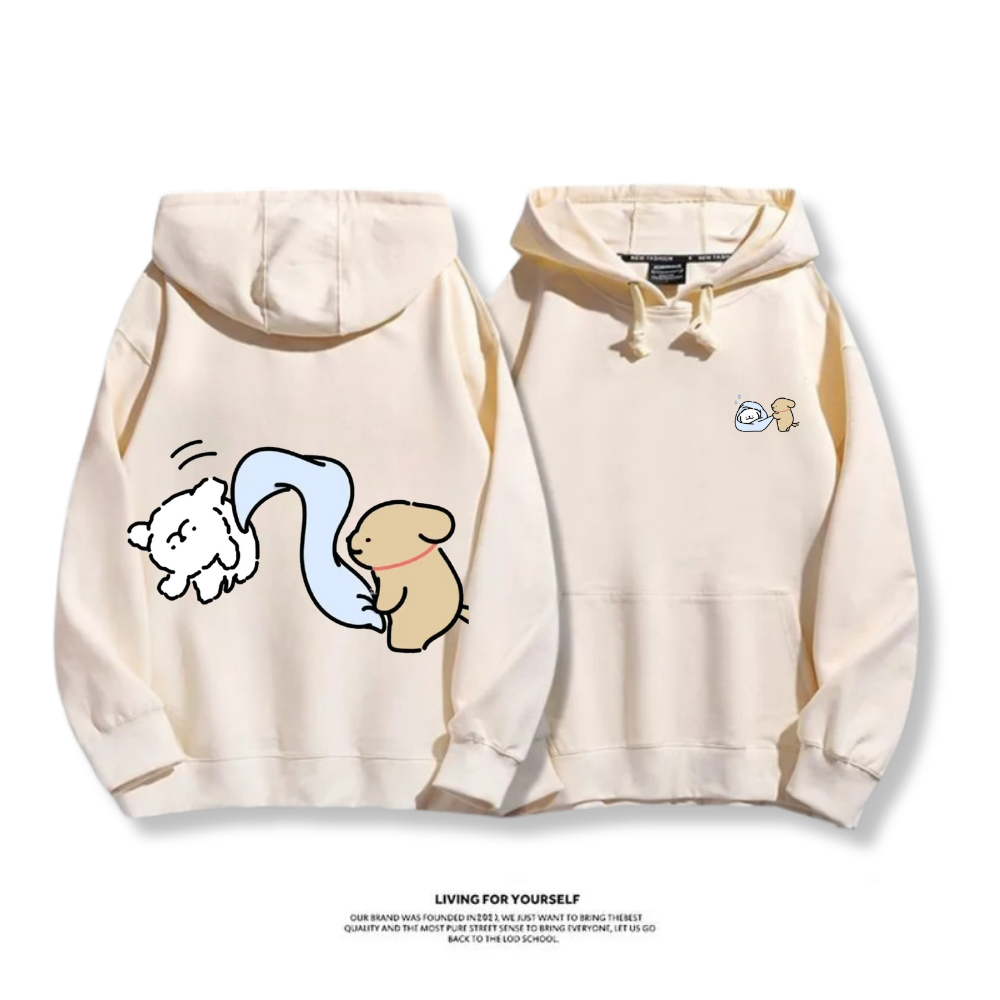 線條小狗 2025秋冬新款 親子情侶男女連帽衛衣