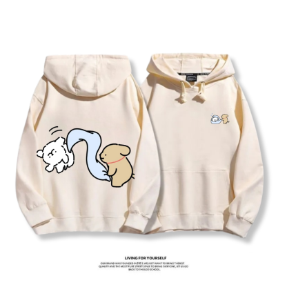 線條小狗 2025秋冬新款 親子情侶男女連帽衛衣