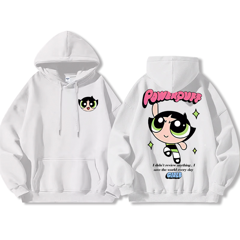 飛天小女警聯名衛衣女衛衣2024秋冬新款親子情侶裝薄絨款連帽衛衣