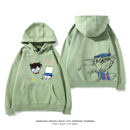 名偵探柯南 聯名衛衣2024秋冬新款親子情侶裝薄絨款連帽衛衣
