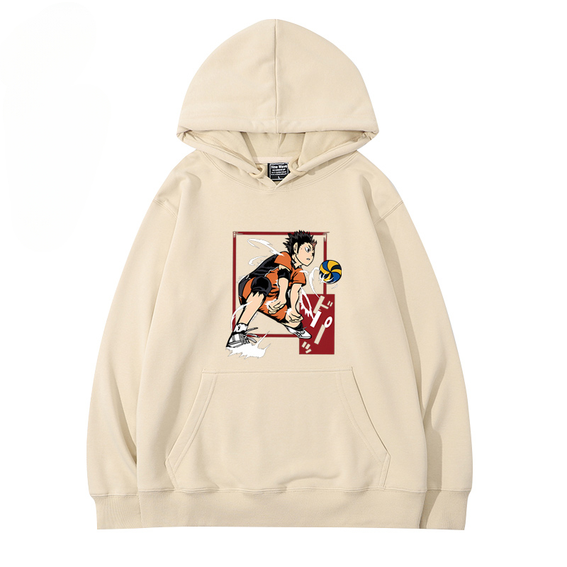 排球少年聯名衛衣2024秋冬新款親子情侶裝薄絨款連帽衛衣