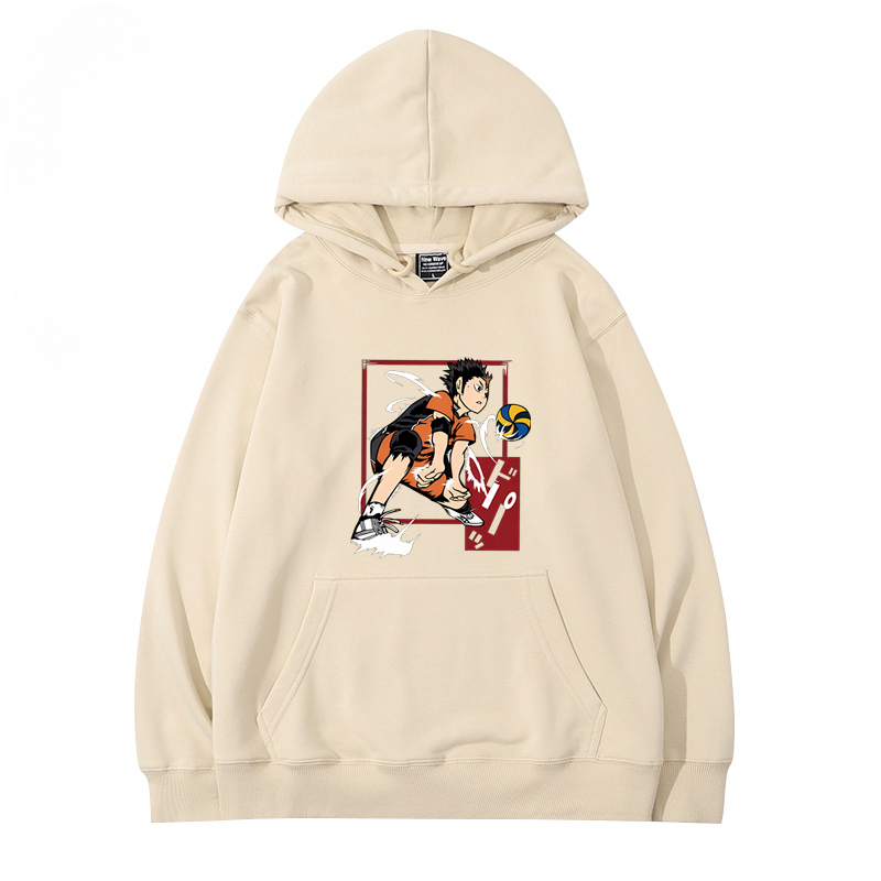 排球少年聯名衛衣2024秋冬新款親子情侶裝薄絨款連帽衛衣