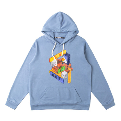 Minecraft我的世界聯名衛衣2024秋冬新款親子情侶裝薄絨款連帽衛衣