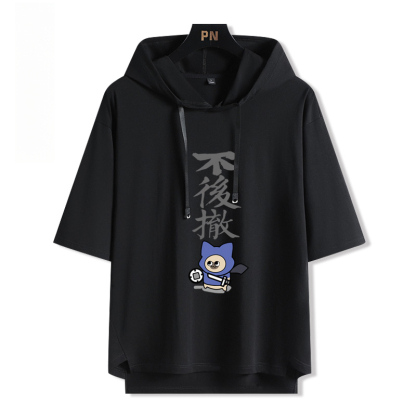 魔物獵人呆貓艾露貓搞怪  連帽短袖T恤