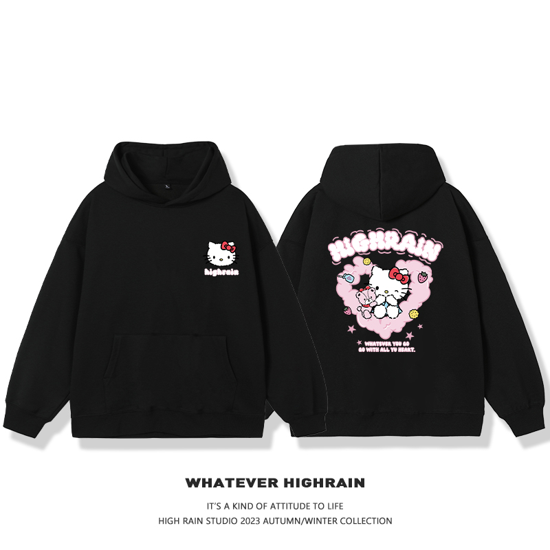 HelloKitty新款 寬鬆百搭 秋冬款 寬鬆連帽衛衣
