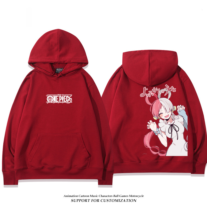 航海王紅髮歌姬烏塔 聯名衛衣2024秋冬新款親子情侶裝薄絨款連帽衛衣