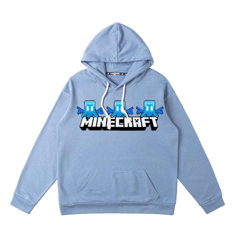 Minecraft我的世界聯名衛衣2024秋冬新款親子情侶裝薄絨款連帽衛衣