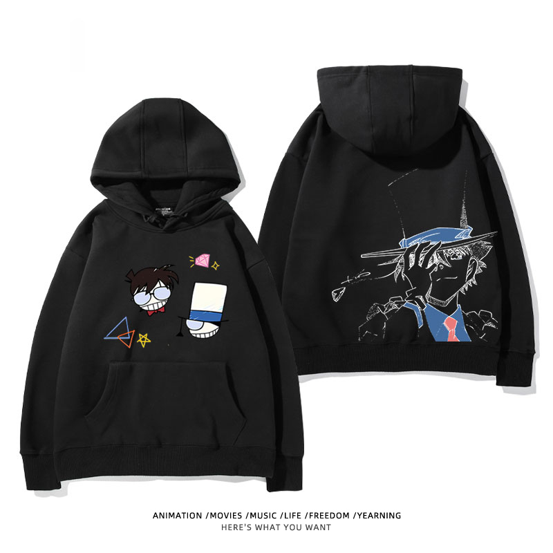 名偵探柯南 聯名衛衣2024秋冬新款親子情侶裝薄絨款連帽衛衣