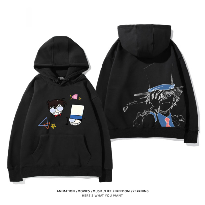 名偵探柯南 聯名衛衣2024秋冬新款親子情侶裝薄絨款連帽衛衣