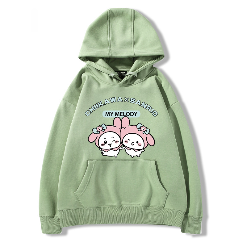 chiikawa吉伊卡哇聯名三麗歐 2024秋冬新款親子情侶裝薄絨款連帽衛衣