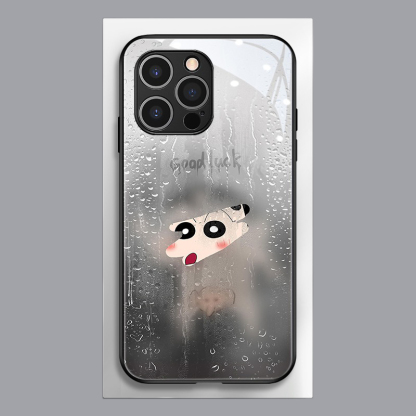 蠟筆小新新款高清全包防摔玻璃殼