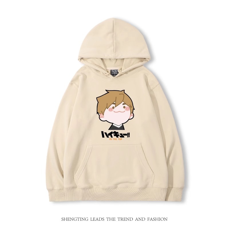 排球少年聯名衛衣2024秋冬新款親子情侶裝薄絨款連帽衛衣