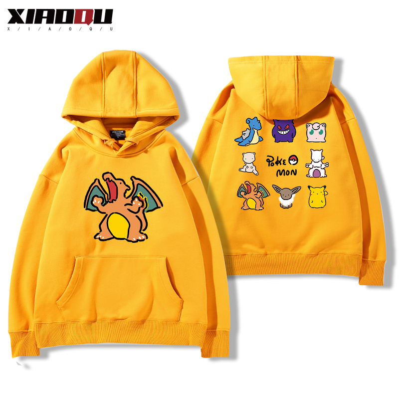 寶可夢聯名衛衣2024秋冬新款親子情侶裝薄絨款連帽衛衣
