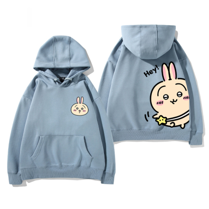 Chiikawa聯名衛衣2024秋冬新款親子情侶裝薄絨款連帽衛衣