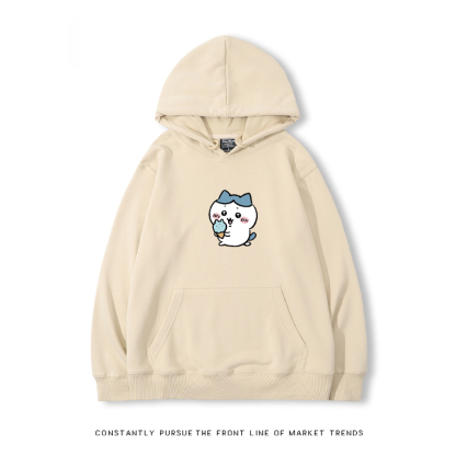 Chiikawa聯名衛衣2024秋冬新款親子情侶裝薄絨款連帽衛衣