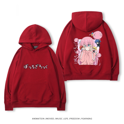 孤獨搖滾 聯名衛衣2024秋冬新款親子情侶裝薄絨款連帽衛衣