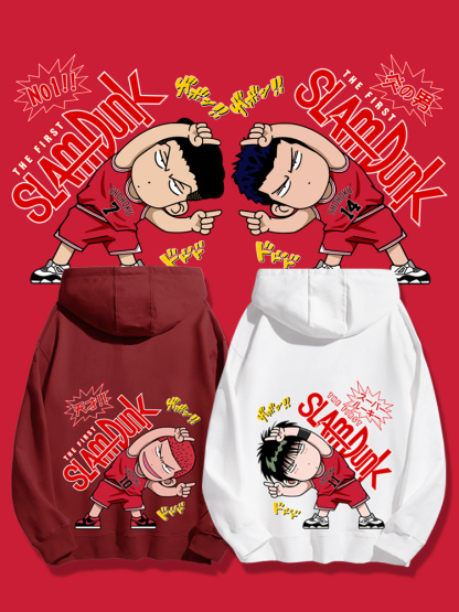 灌籃高手聯名衛衣2024秋冬新款親子情侶裝薄絨款連帽衛衣