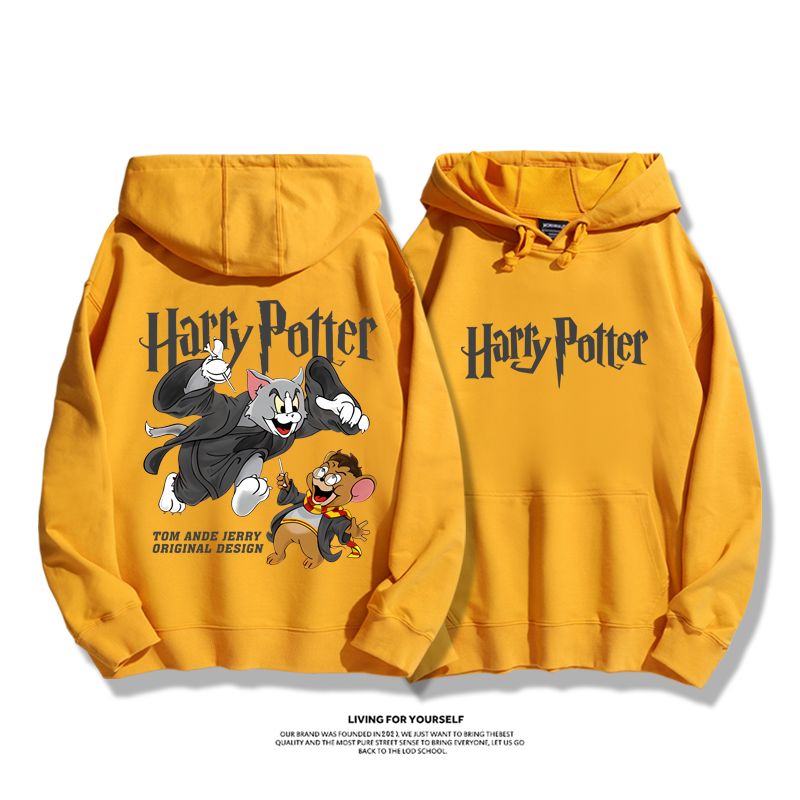 貓和老鼠x哈利波特聯名衛衣2023秋冬新款親子情侶裝薄絨款連帽衛衣