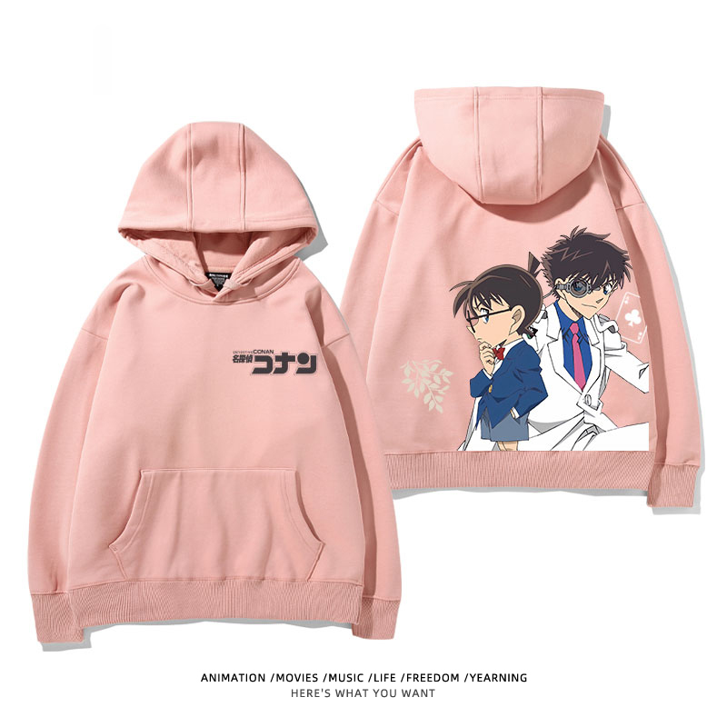 名偵探柯南 聯名衛衣2024秋冬新款親子情侶裝薄絨款連帽衛衣