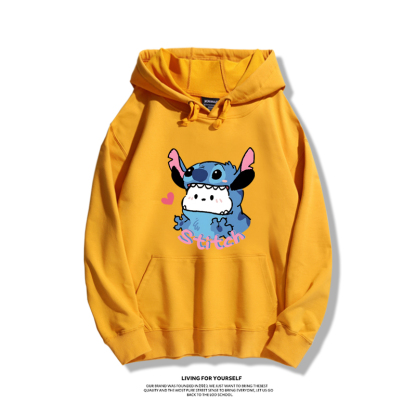 史迪仔聯名三麗鷗2023秋冬新款親子情侶裝薄絨款連帽衛衣