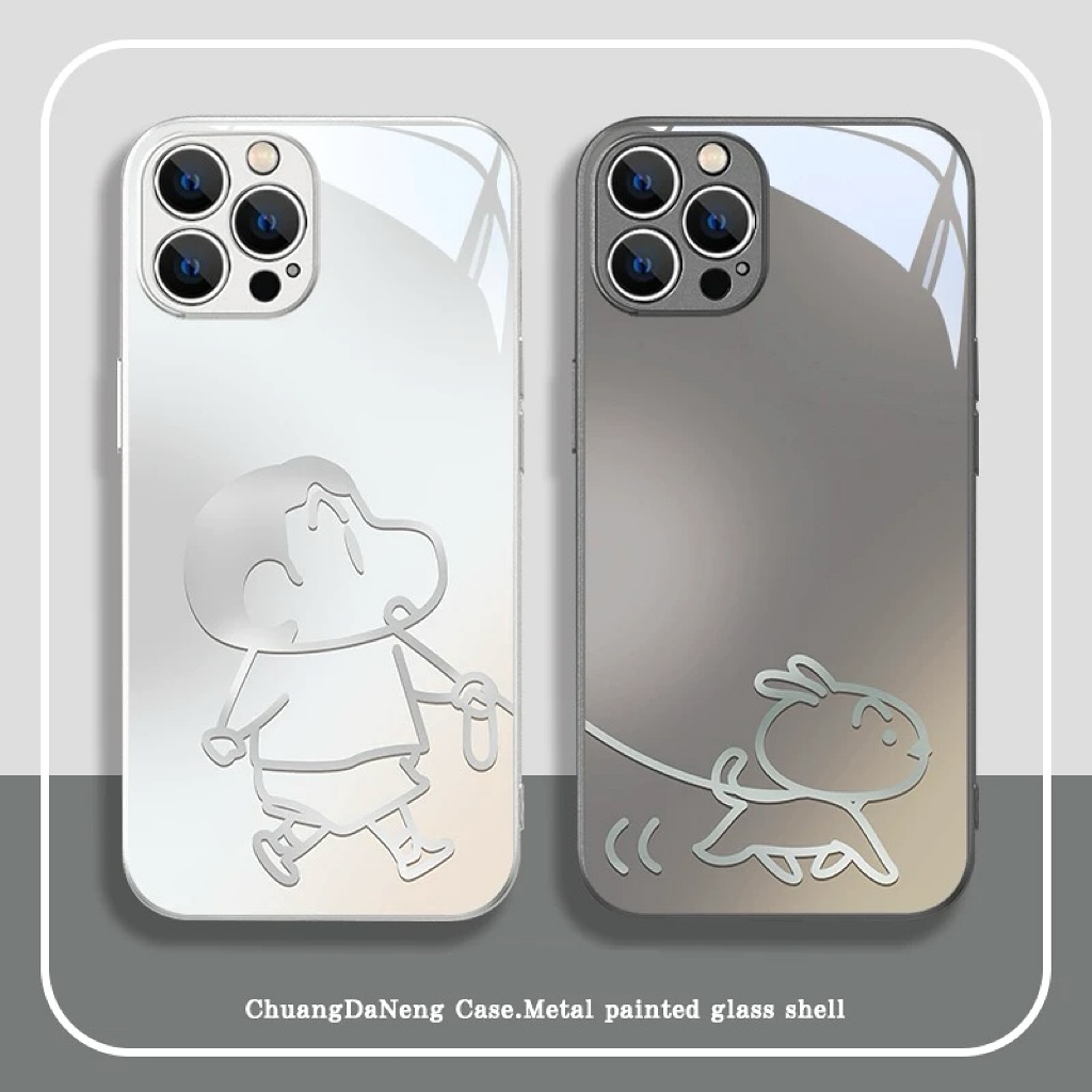 蠟筆小新新款高清全包防摔玻璃殼