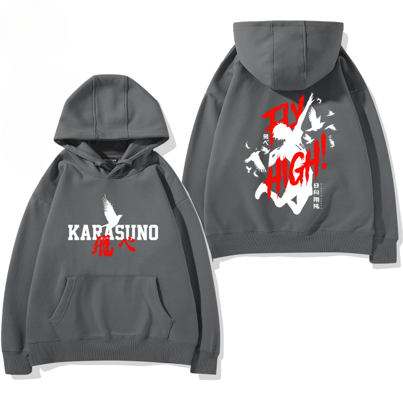 排球少年聯名衛衣2024秋冬新款親子情侶裝薄絨款連帽衛衣