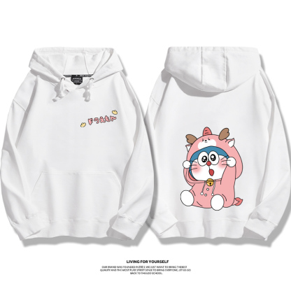 Q版龍年叮噹貓聯名衛衣2024秋冬新款親子情侶裝薄絨款連帽衛衣