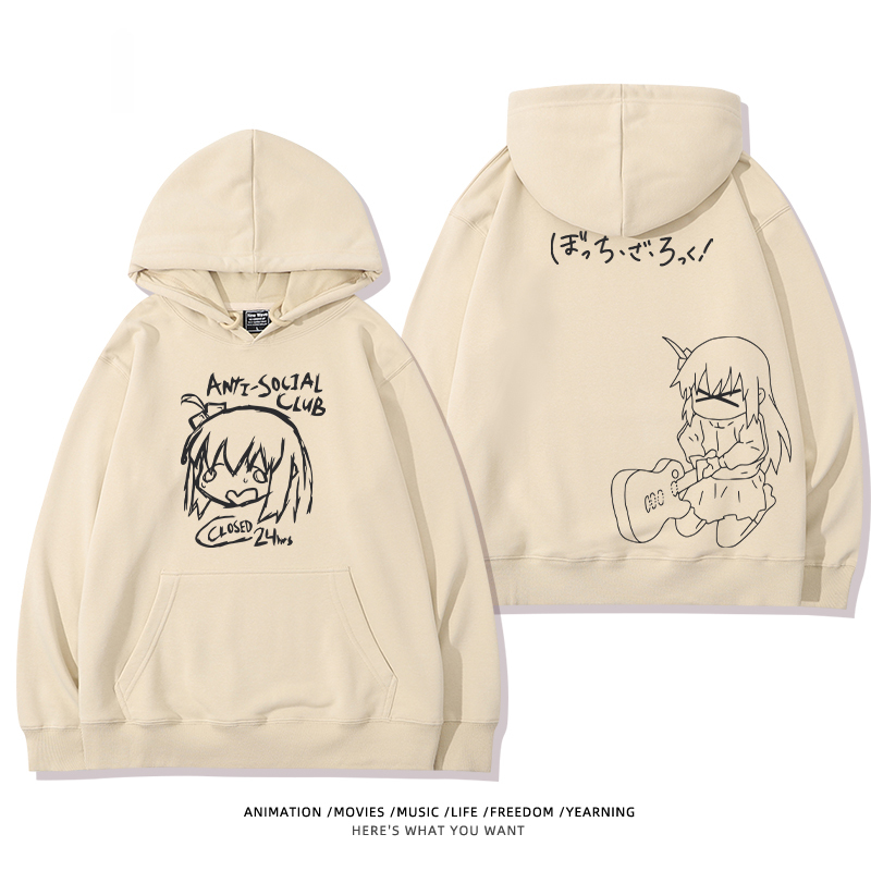 孤獨搖滾 聯名衛衣2024秋冬新款親子情侶裝薄絨款連帽衛衣