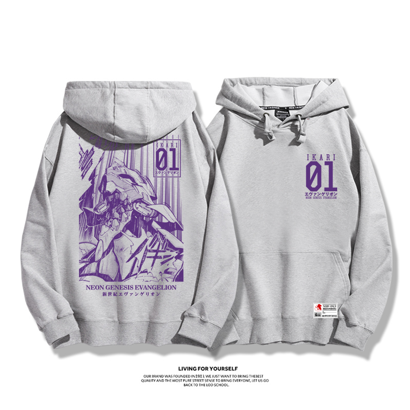 EVA初號機聯名衛衣2023秋冬新款親子情侶裝薄絨款連帽衛衣