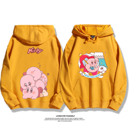 星之卡比聯名衛衣2024秋冬新款親子情侶裝薄絨款連帽衛衣