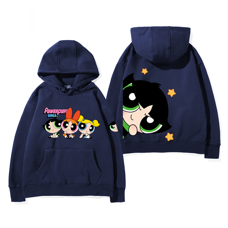 飛天小女警 2024秋冬新款親子情侶裝薄絨款連帽衛衣