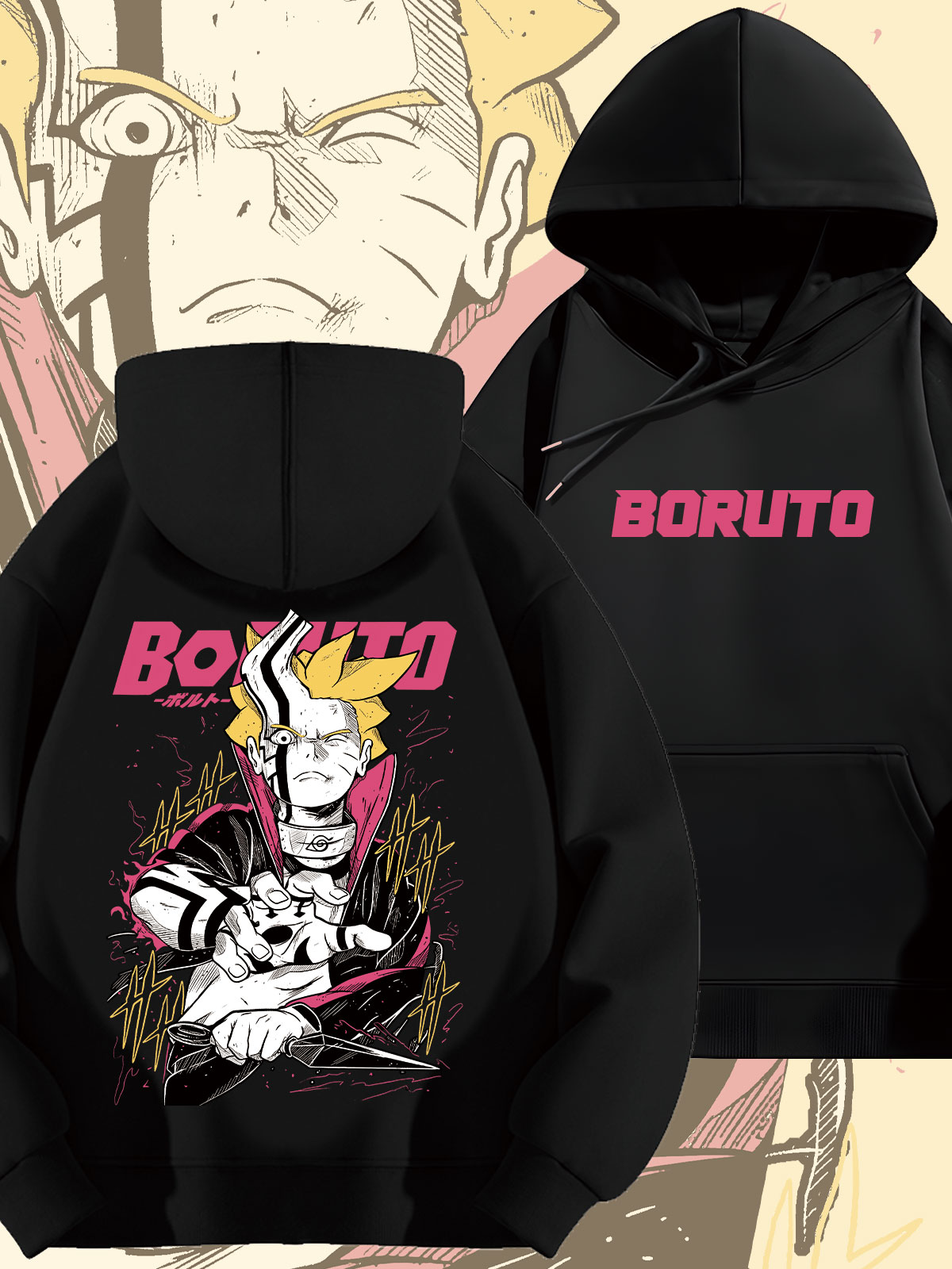 火影忍者 2024秋冬新款親子情侶裝薄絨款連帽衛衣