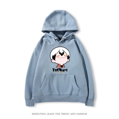 排球少年聯名衛衣2024秋冬新款親子情侶裝薄絨款連帽衛衣