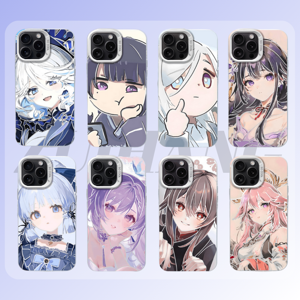 原神彩銀線條漸變防摔手機殼