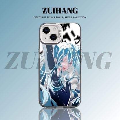 初音未來彩銀線條漸變防摔手機殼