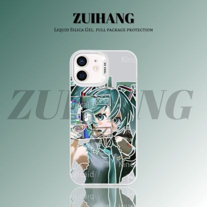 初音未來彩銀線條漸變防摔手機殼