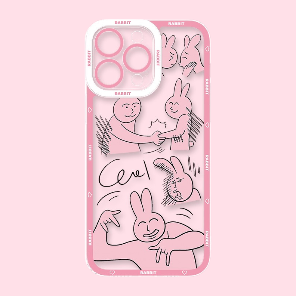 粉紅兔子天使眼透明防摔軟殼