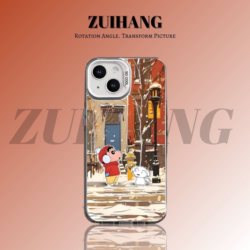 蠟筆小新彩銀線條漸變防摔手機殼