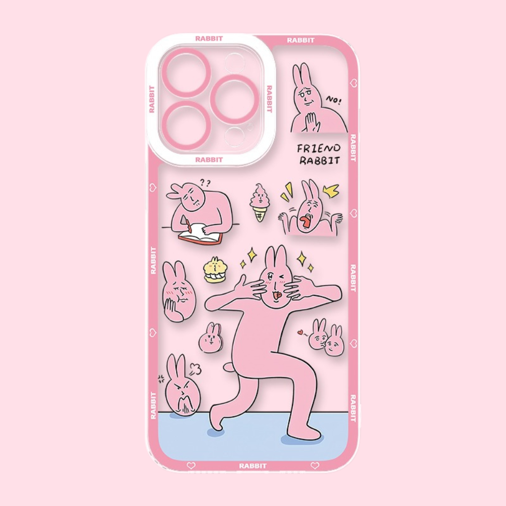 粉紅兔子天使眼透明防摔軟殼