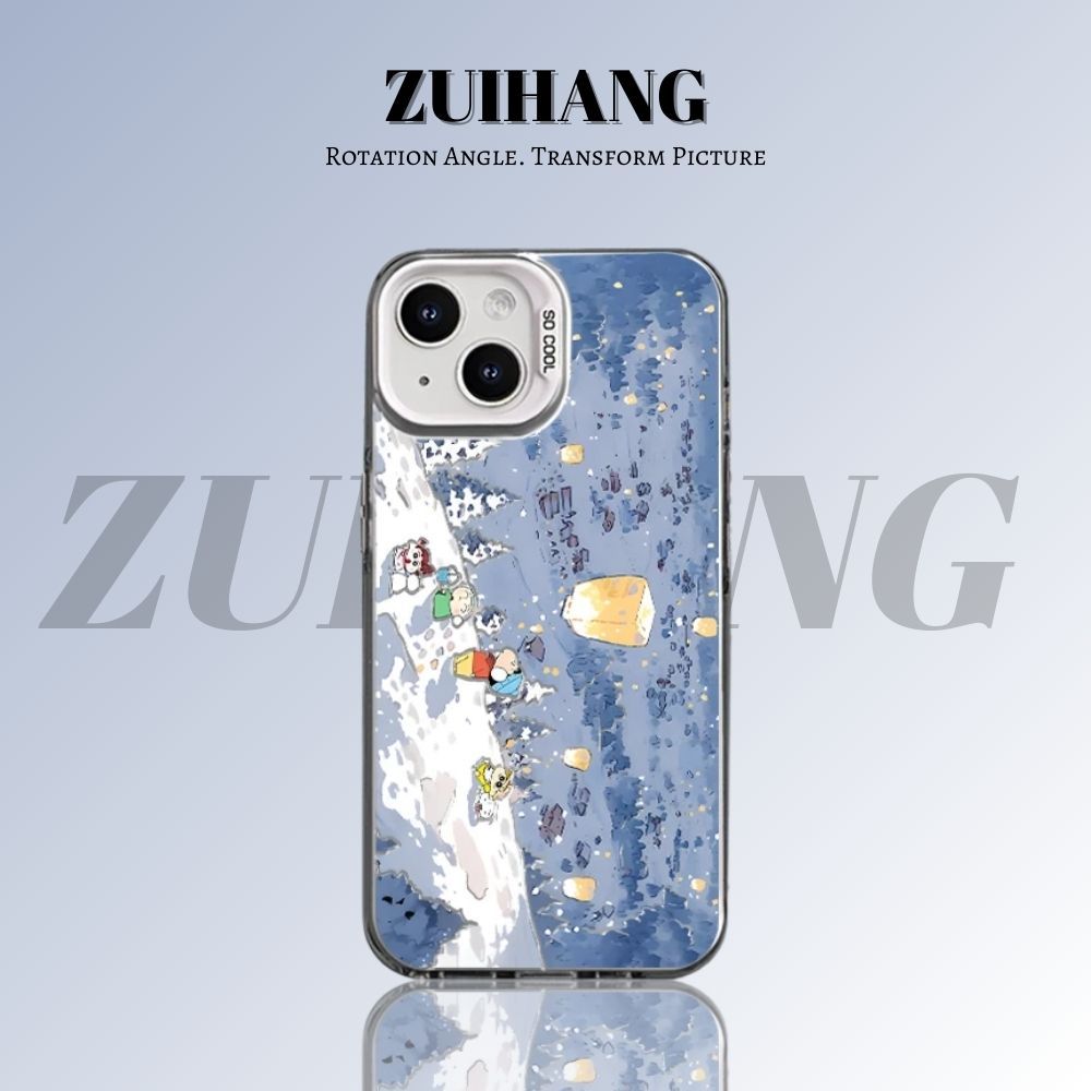 蠟筆小新彩銀線條漸變防摔手機殼