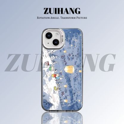 蠟筆小新彩銀線條漸變防摔手機殼