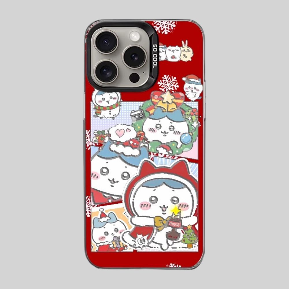 chiikawa 動漫彩銀線條漸變防摔手機殼