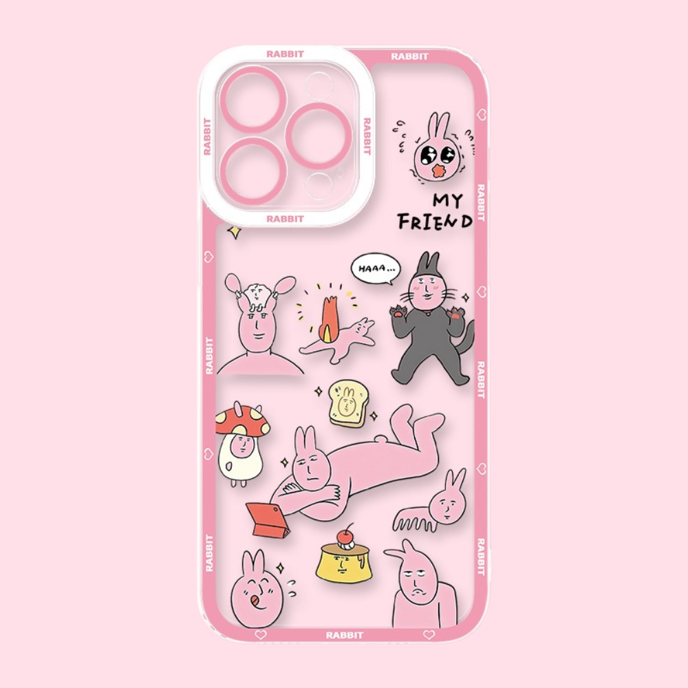 粉紅兔子天使眼透明防摔軟殼