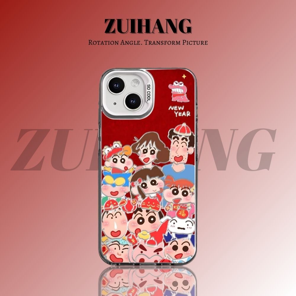 蠟筆小新彩銀線條漸變防摔手機殼