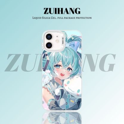 初音未來彩銀線條漸變防摔手機殼