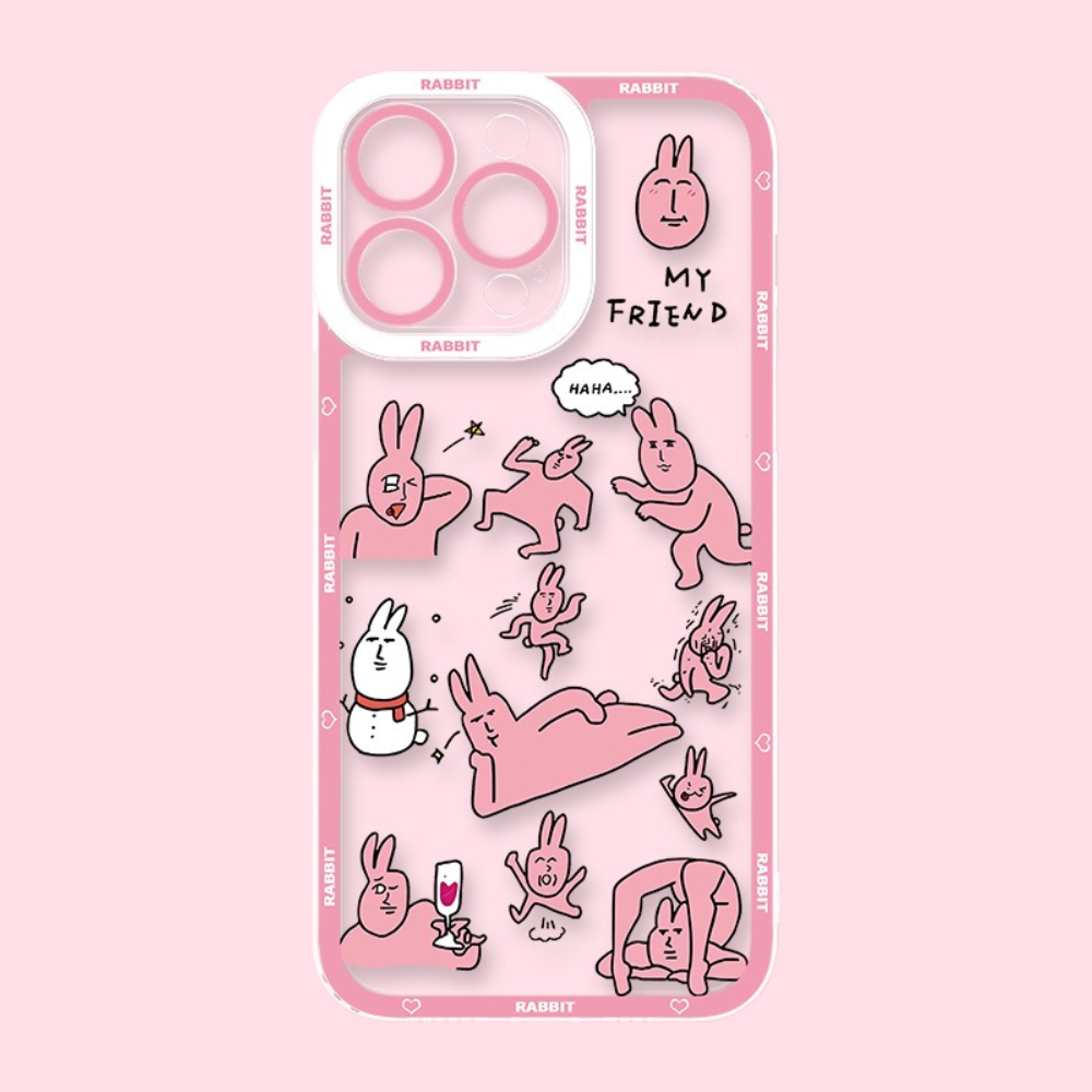粉紅兔子天使眼透明防摔軟殼