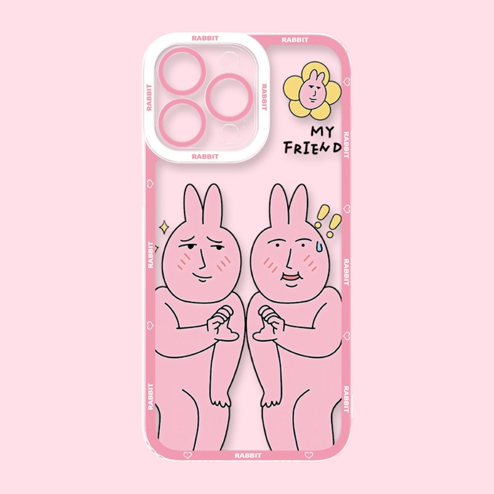 粉紅兔子天使眼透明防摔軟殼