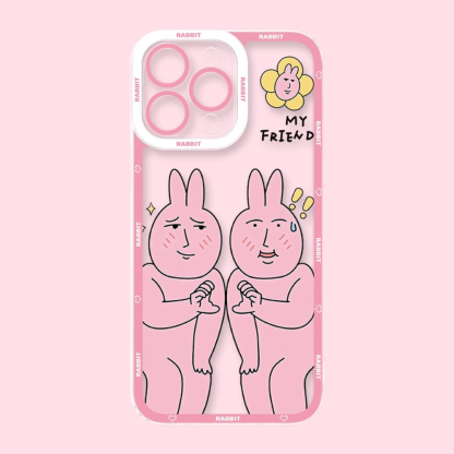 粉紅兔子天使眼透明防摔軟殼